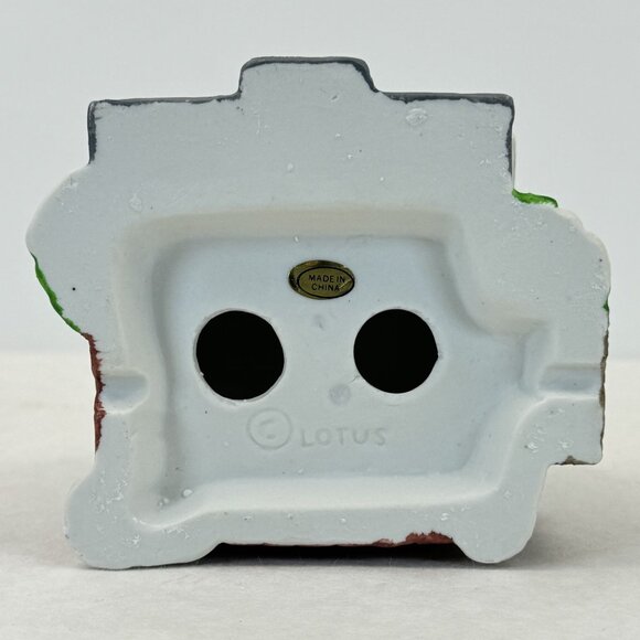 Vtg Lotus Ceramic Holiday Village Miniature Shop Snowy Roof Festive Christmas 4" - Picture 6 of 9